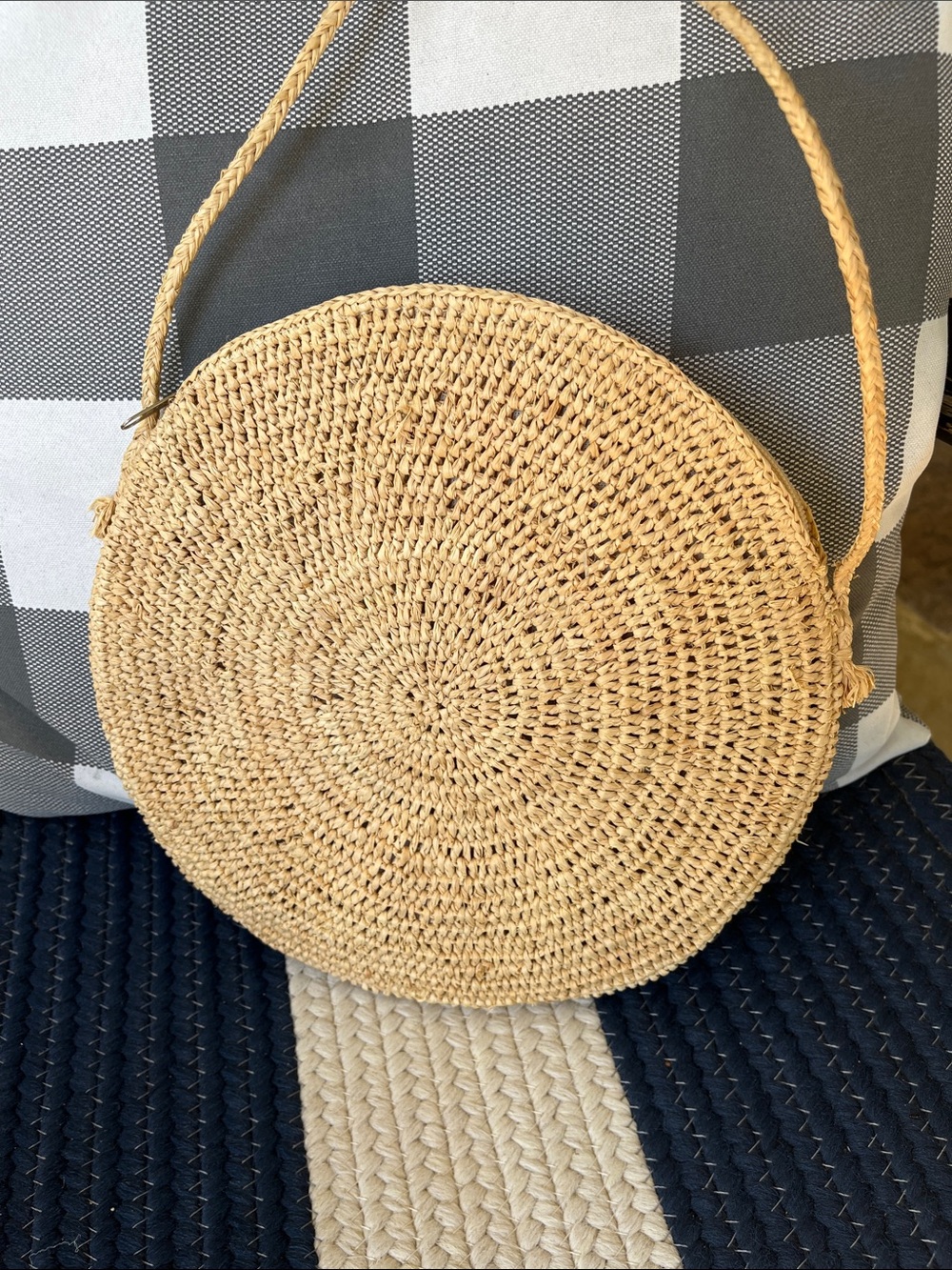 Mar Y Sol Woven Round Straw Crossbody Bag with Colorful Tassels - Picture 7 of 7
